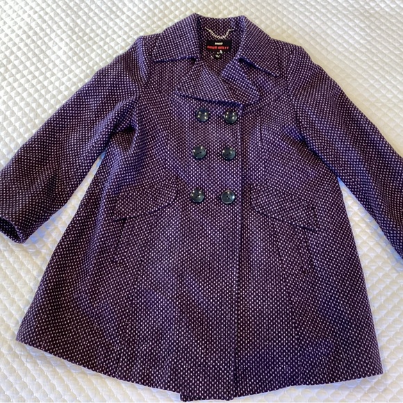 Miss Sixty Double Breasted Tweed Wool Blend Pea Coat L - Picture 8 of 16